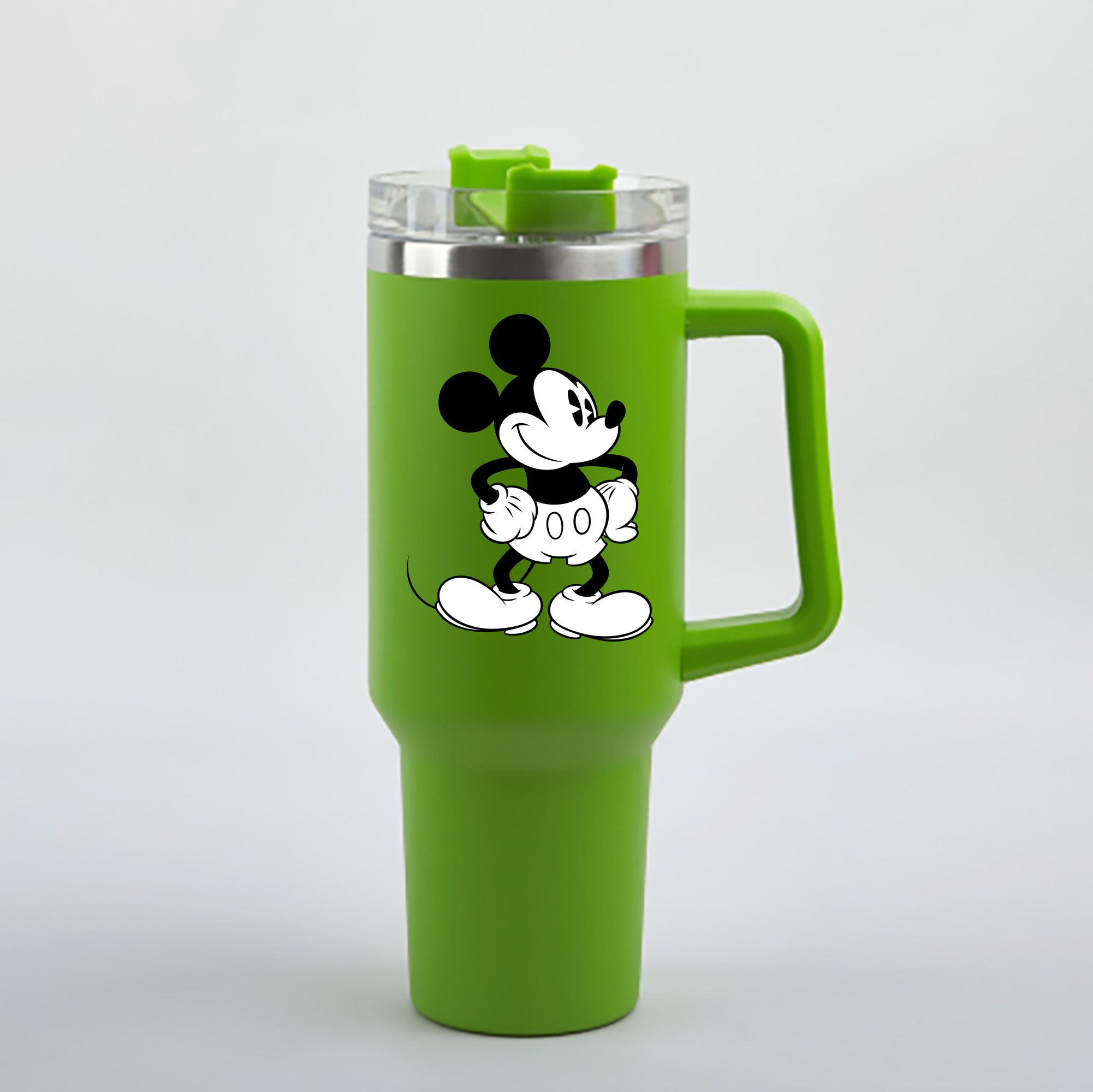（画像用） ミッキーマウス Mickey Mouse 1200mL車用タンブラー - クリスタルステッカー（プラスチックストロー付き）